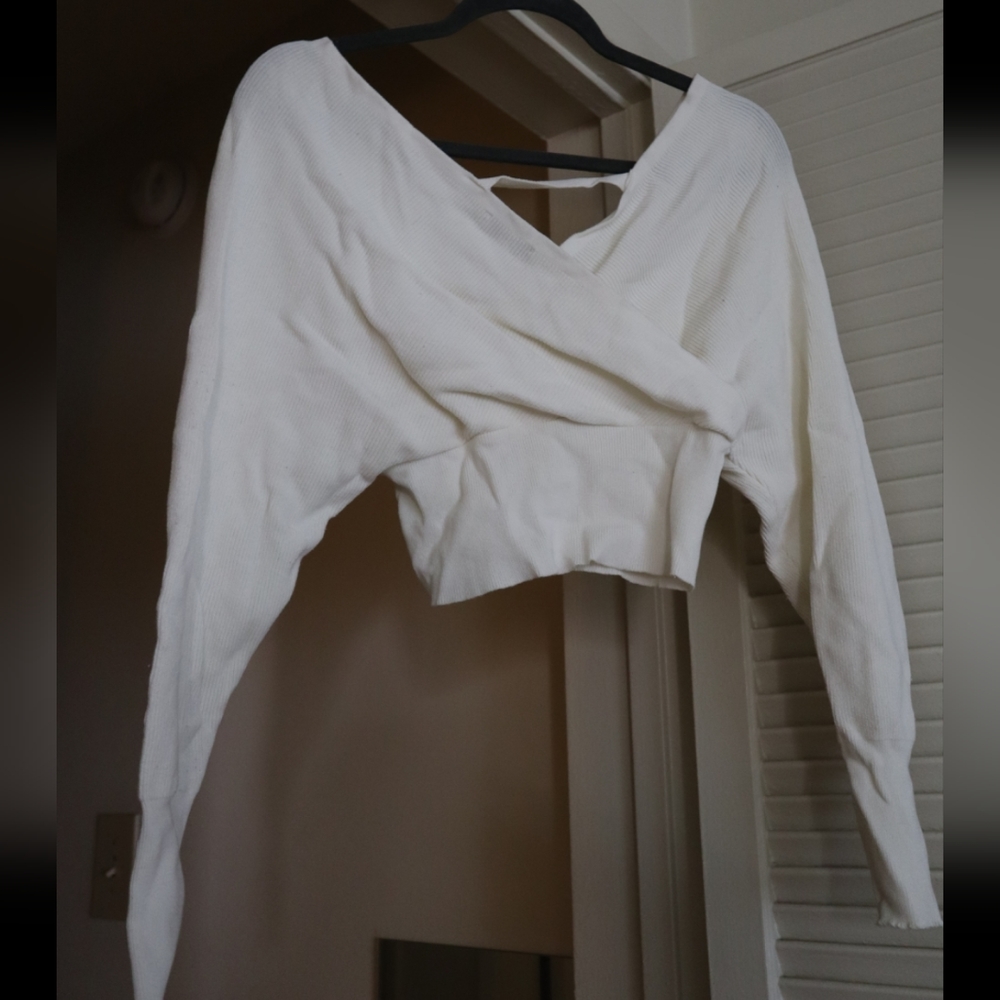 FASHION NOVA | Ivory Off Shoulder Cropped Long Sleeve Shirt
